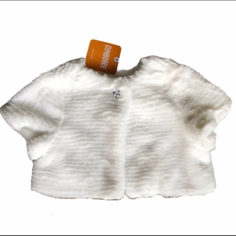 Gymboree winter white faux fur cropped shrug sweater top